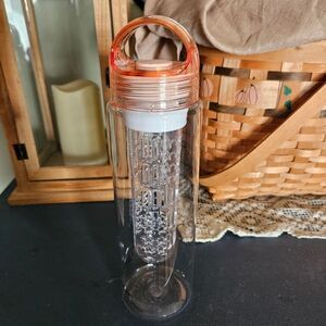 Orange White Clear Fruit Tea Infuser Water Bottle – Insulated Travel Cup New